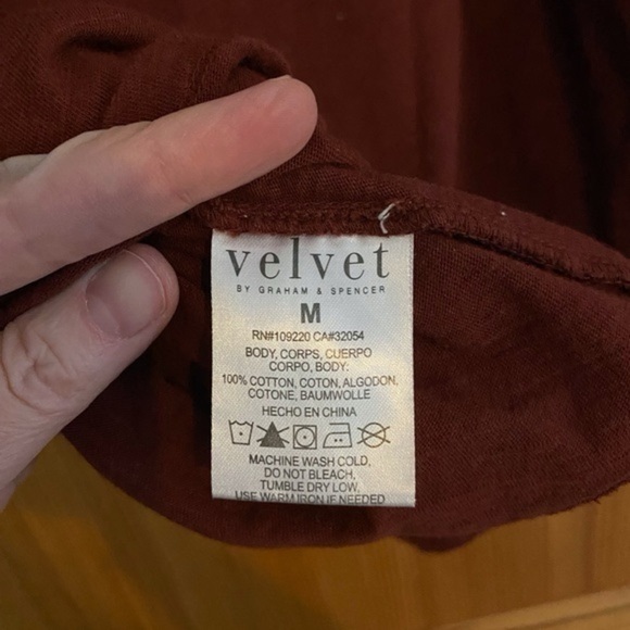Velvet by Graham & Spencer For Anthropologie Gauze Balloon Sleeve Top M Maroon - Picture 5 of 5